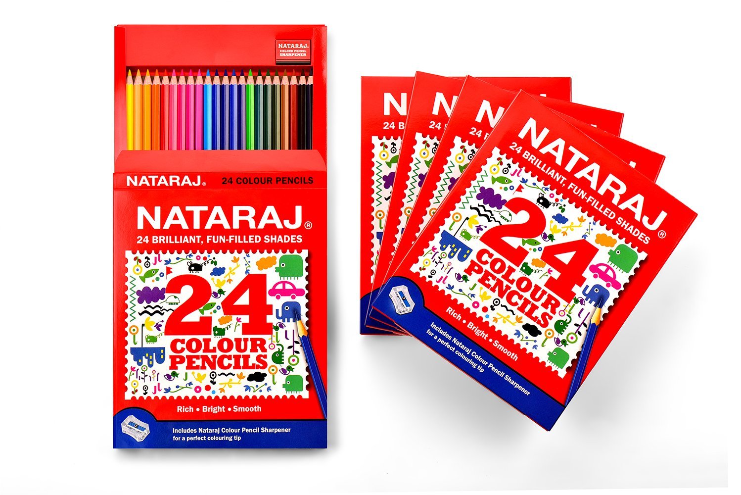 Nataraj Full Size Colour Pencils-24 Shades|Multicolor