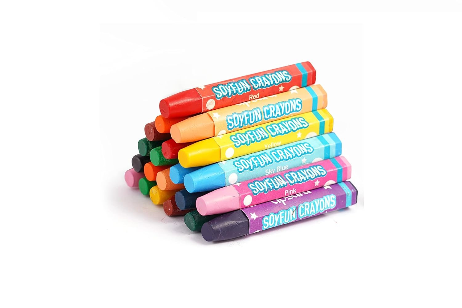 Apsara Soyfun Crayons - 12 shades | Hexagonal shape for easy grip | Vivid & Bright Colours | Non-Toxic & Child Friendly | 12 shades in each pack