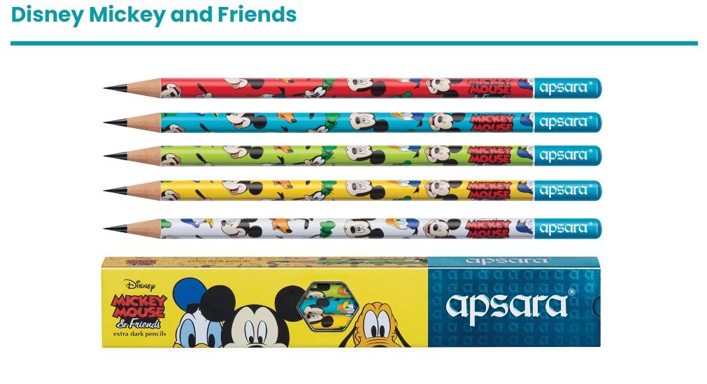 Apsara Disney Mickey Mouse and Friends Extra Dark Pencils - Pack of 10 Pencils