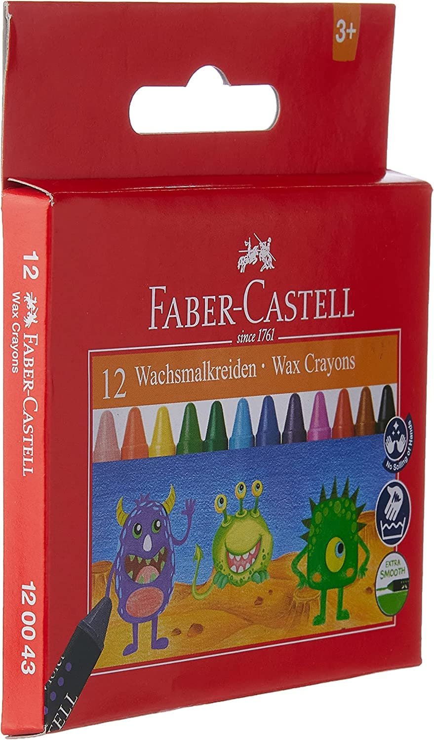 Faber Castell Wax Crayon Set - 75mm, Pack of 12 (Assorted)