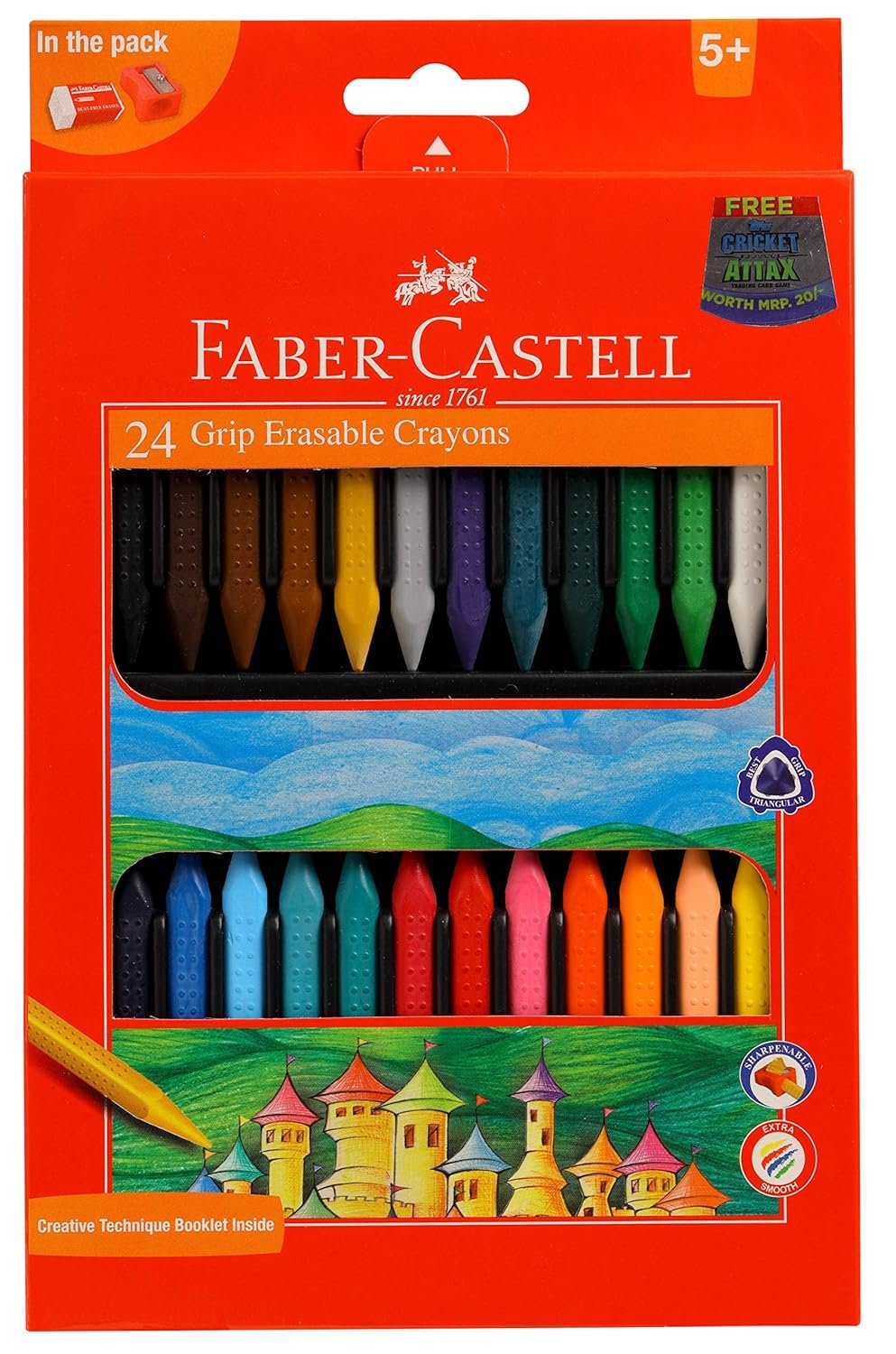 Faber-Castell Grip Erasable Crayon Set - Pack of 24 (Assorted)