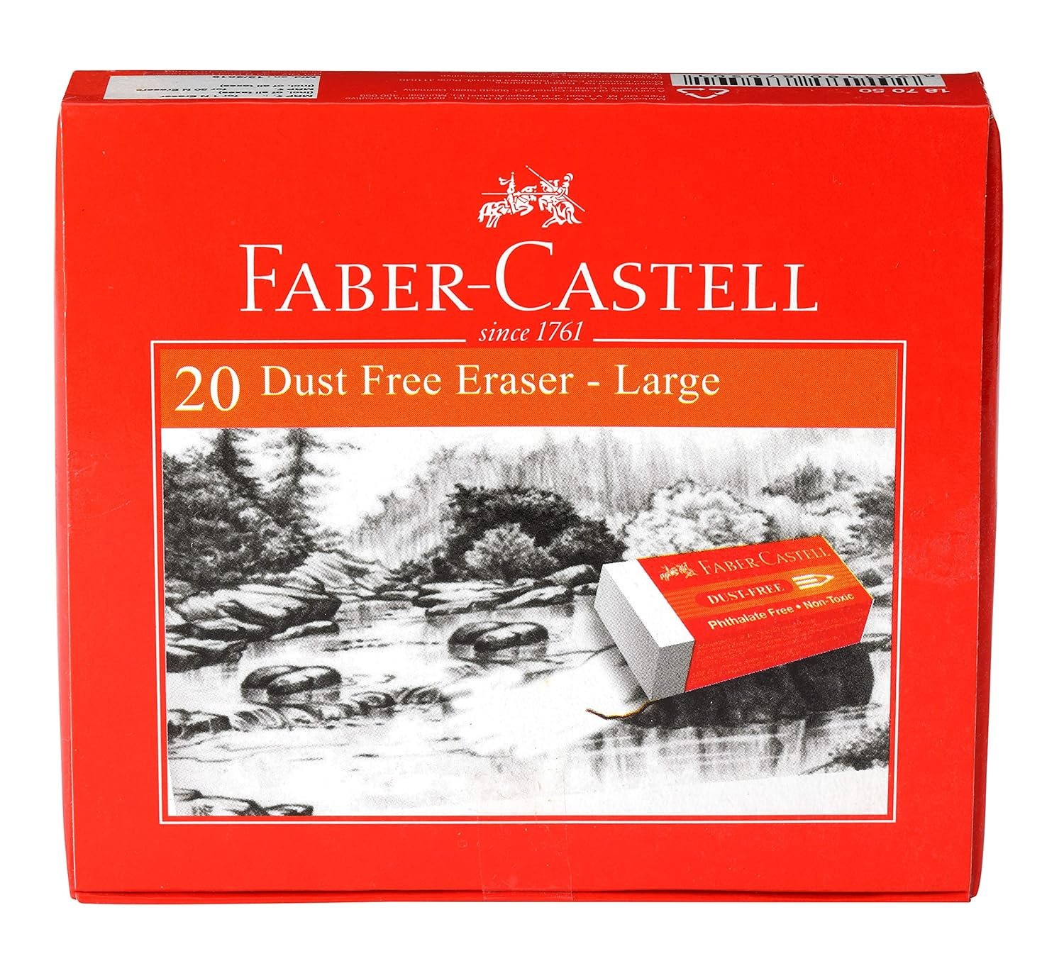 Faber-Castell Dust-Free Erasers - Large, Pack of 20 (White)