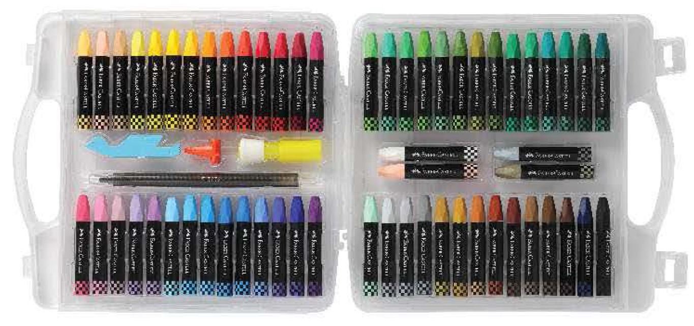 Faber Castell Premium Hexagonal Oil Pastels in A Carry CASE, 60 PCS